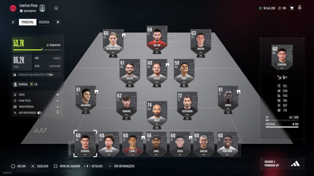 Primeira gameplay no UFL - Meu elenco